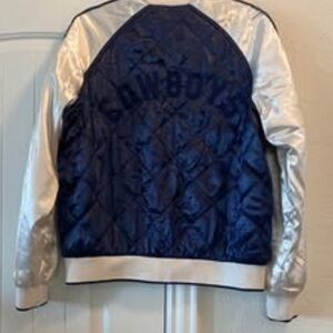 COWBOYS Blue and Silver Women's Bomber Jacket,Sz L